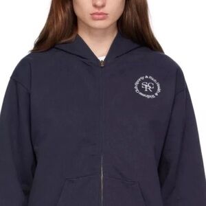 Sporty & Rich Dark Blue Zip-Up Hoodie